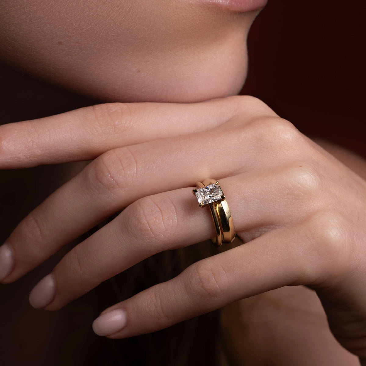 Oval Three Stone Lab Grown Diamond Engagement Ring