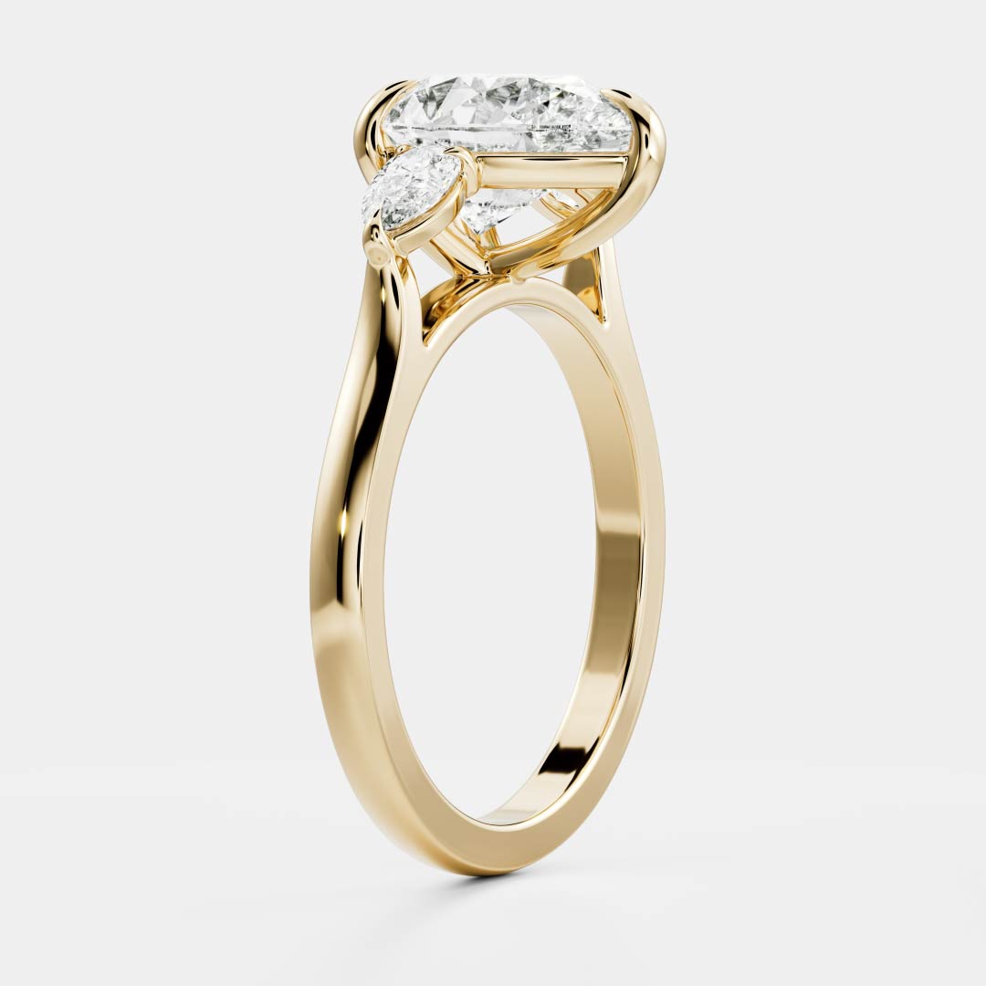 Oval Three Stone Lab Grown Diamond Engagement Ring