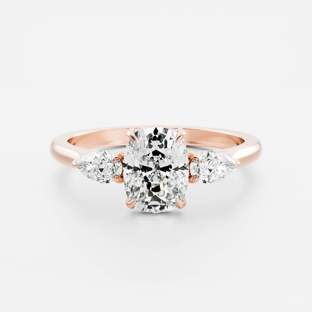 Oval Three Stone Lab Grown Diamond Engagement Ring