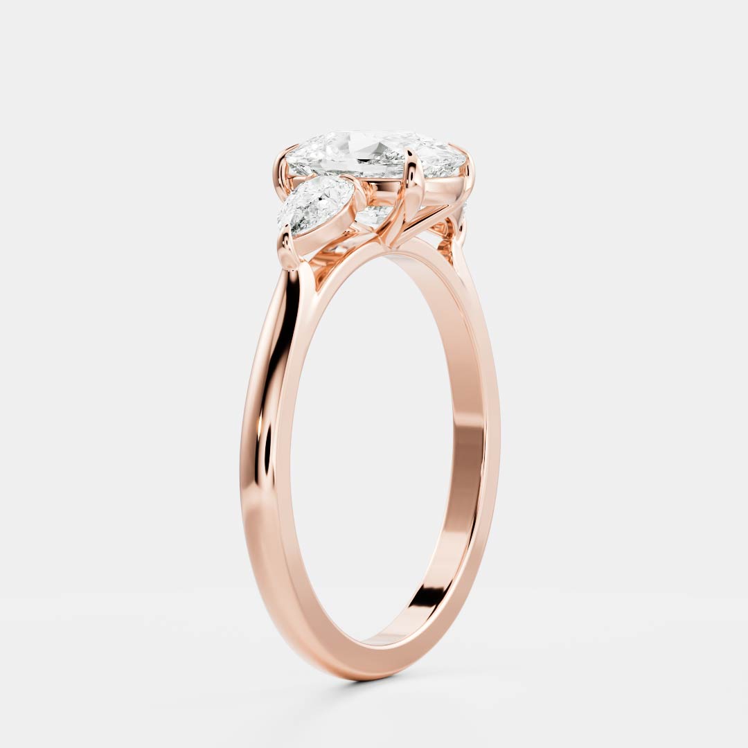 Oval Three Stone Lab Grown Diamond Engagement Ring