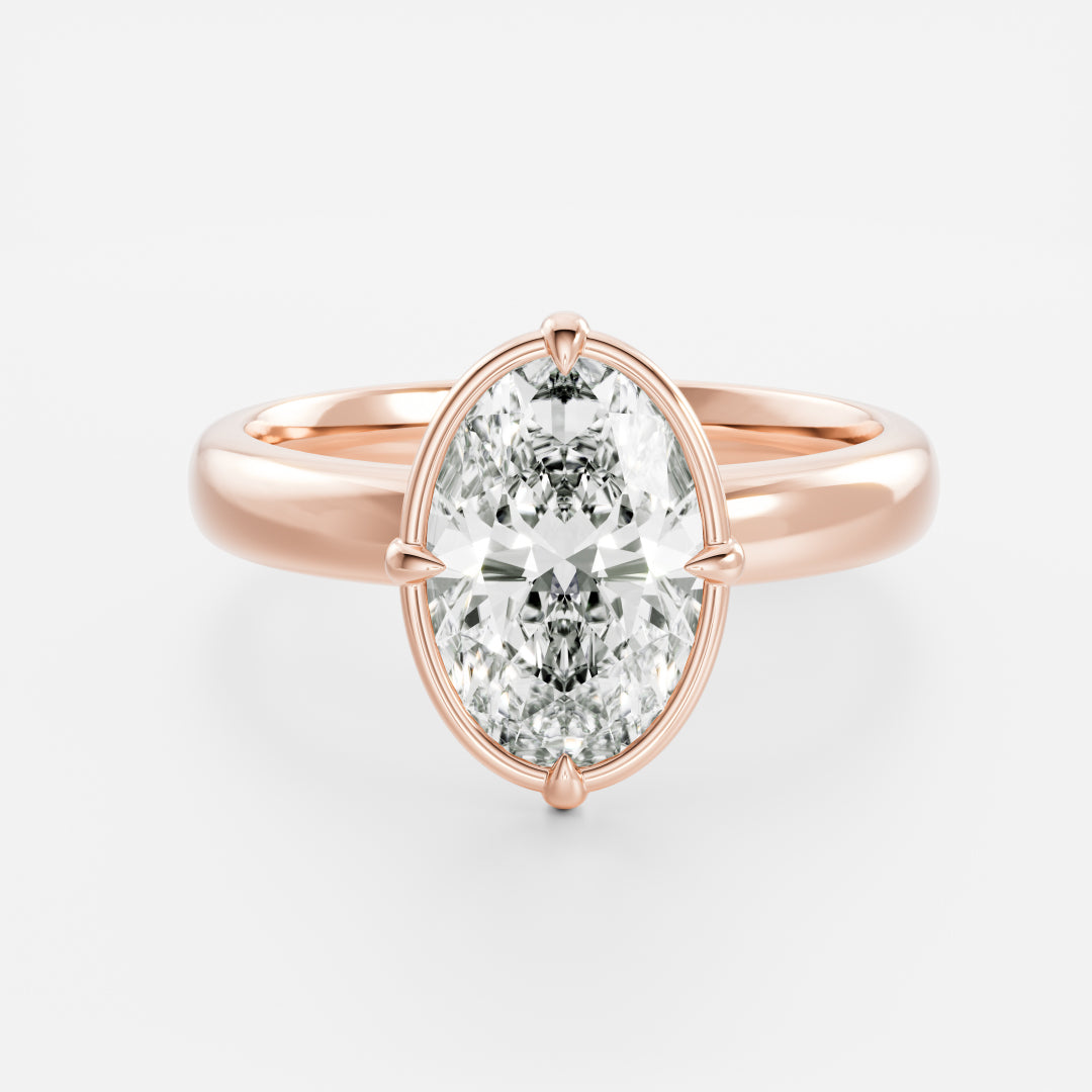 Oval Three Stone Lab Grown Diamond Engagement Ring