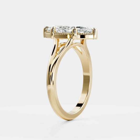 Oval Three Stone Lab Grown Diamond Engagement Ring