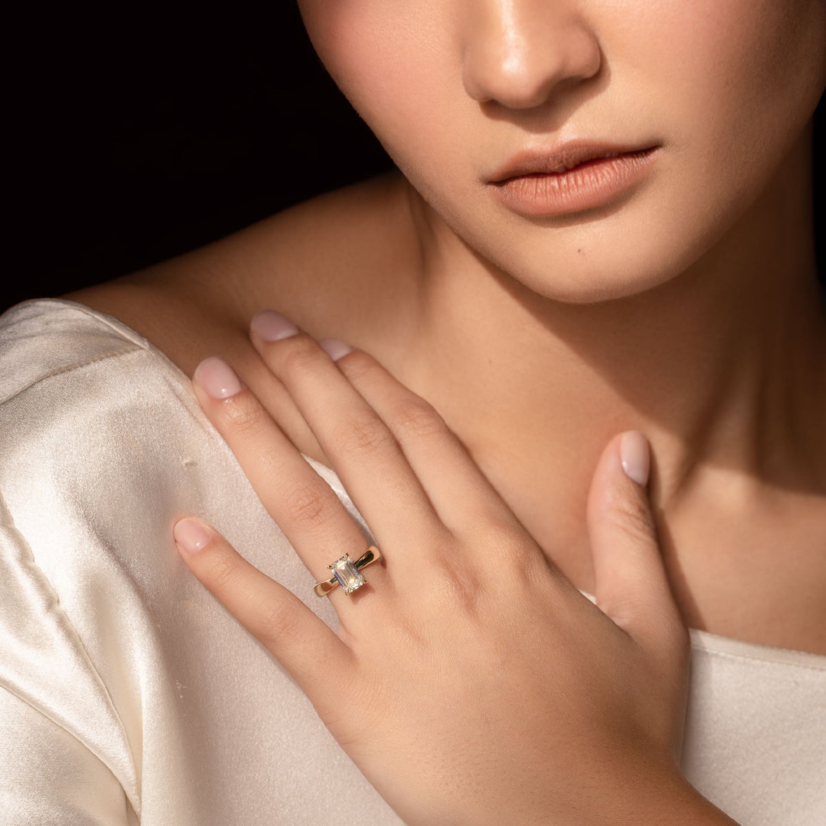 Oval Three Stone Lab Grown Diamond Engagement Ring