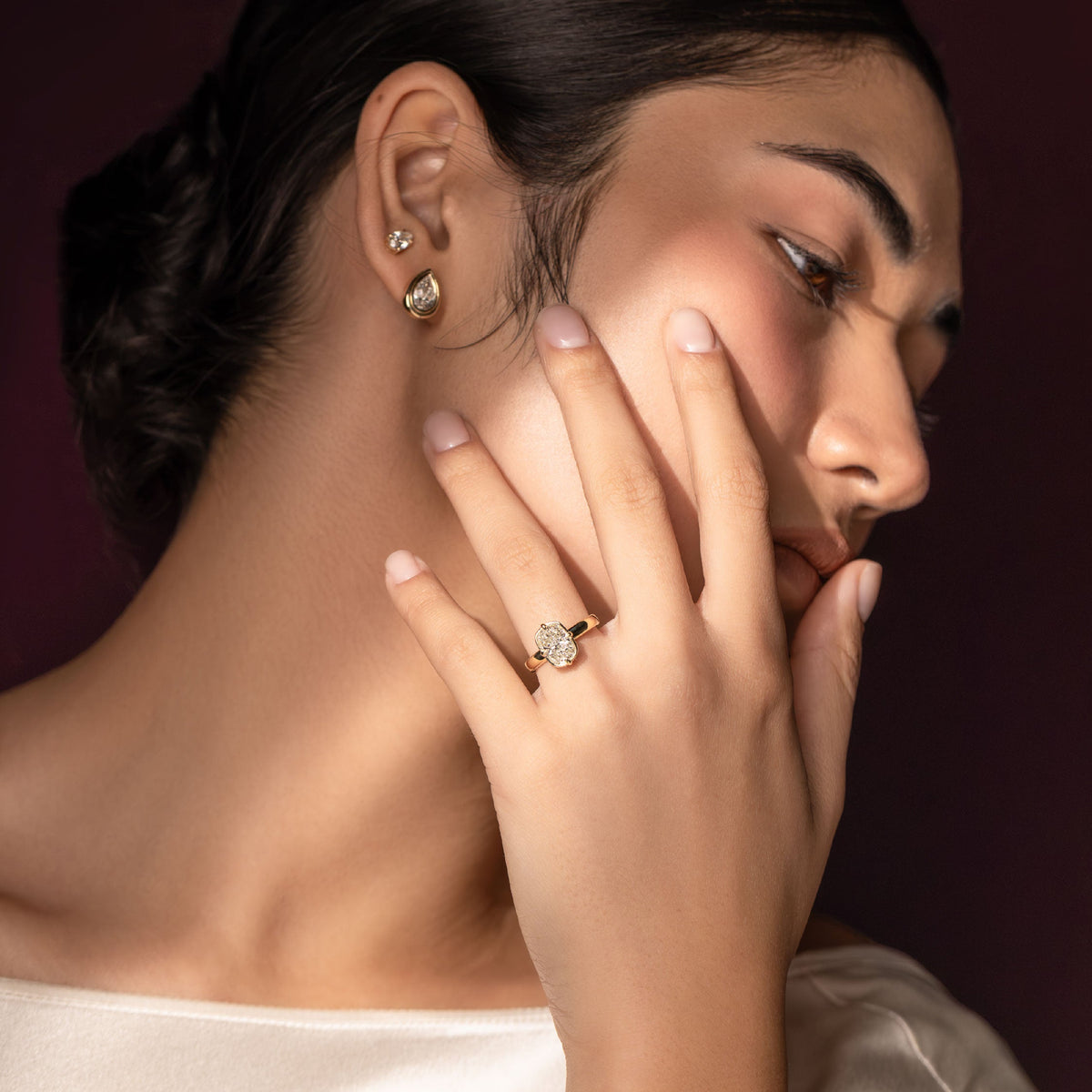 Oval Three Stone Lab Grown Diamond Engagement Ring