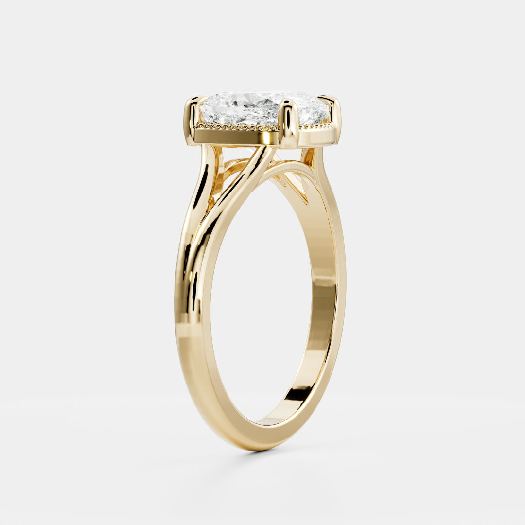 Oval Three Stone Lab Grown Diamond Engagement Ring