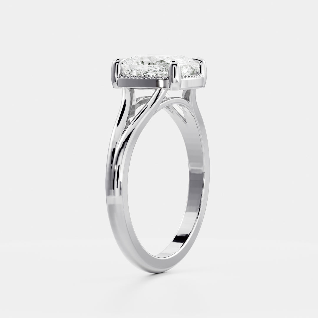 Oval Three Stone Lab Grown Diamond Engagement Ring