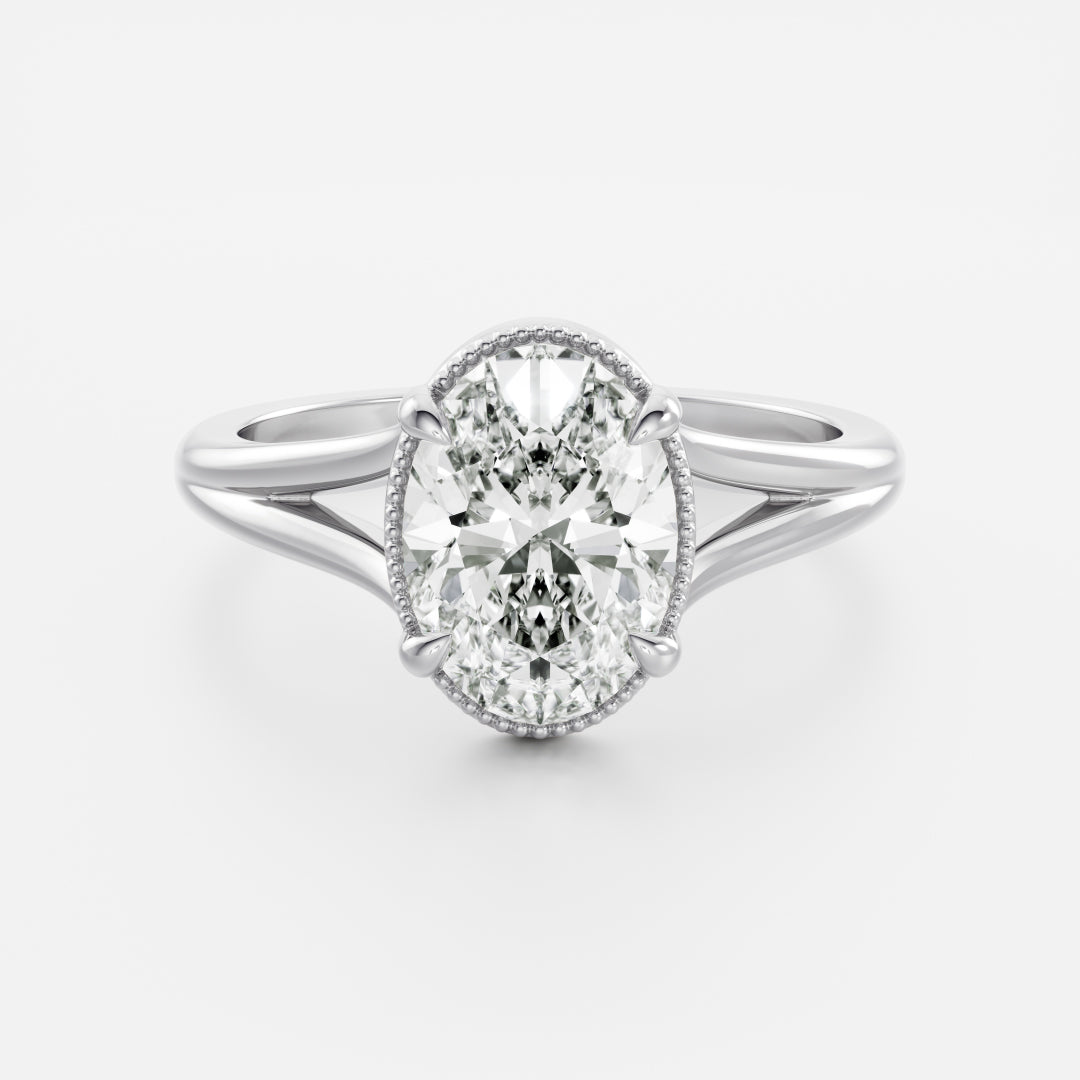 Oval Three Stone Lab Grown Diamond Engagement Ring