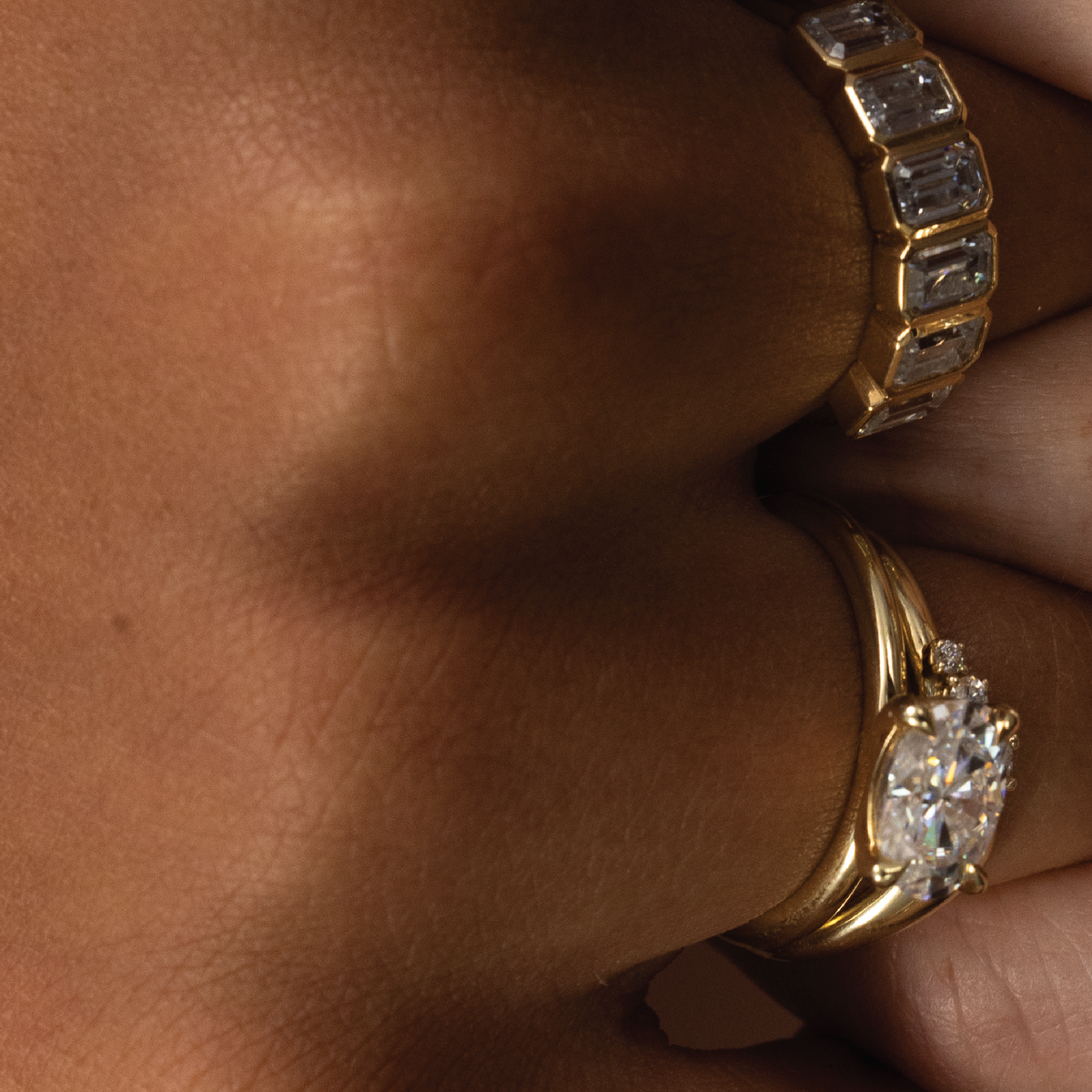 Oval Three Stone Lab Grown Diamond Engagement Ring