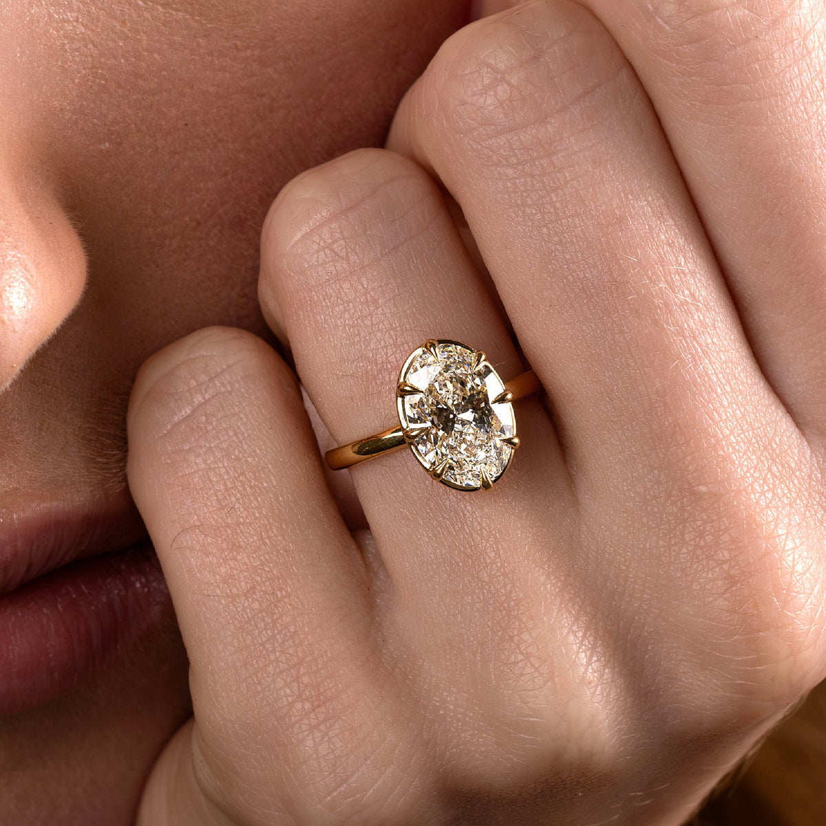 Oval Three Stone Lab Grown Diamond Engagement Ring