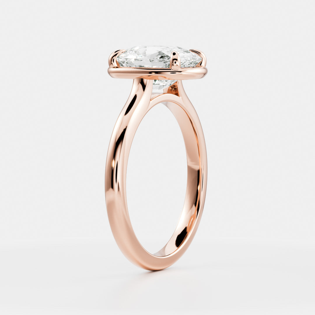 Oval Three Stone Lab Grown Diamond Engagement Ring