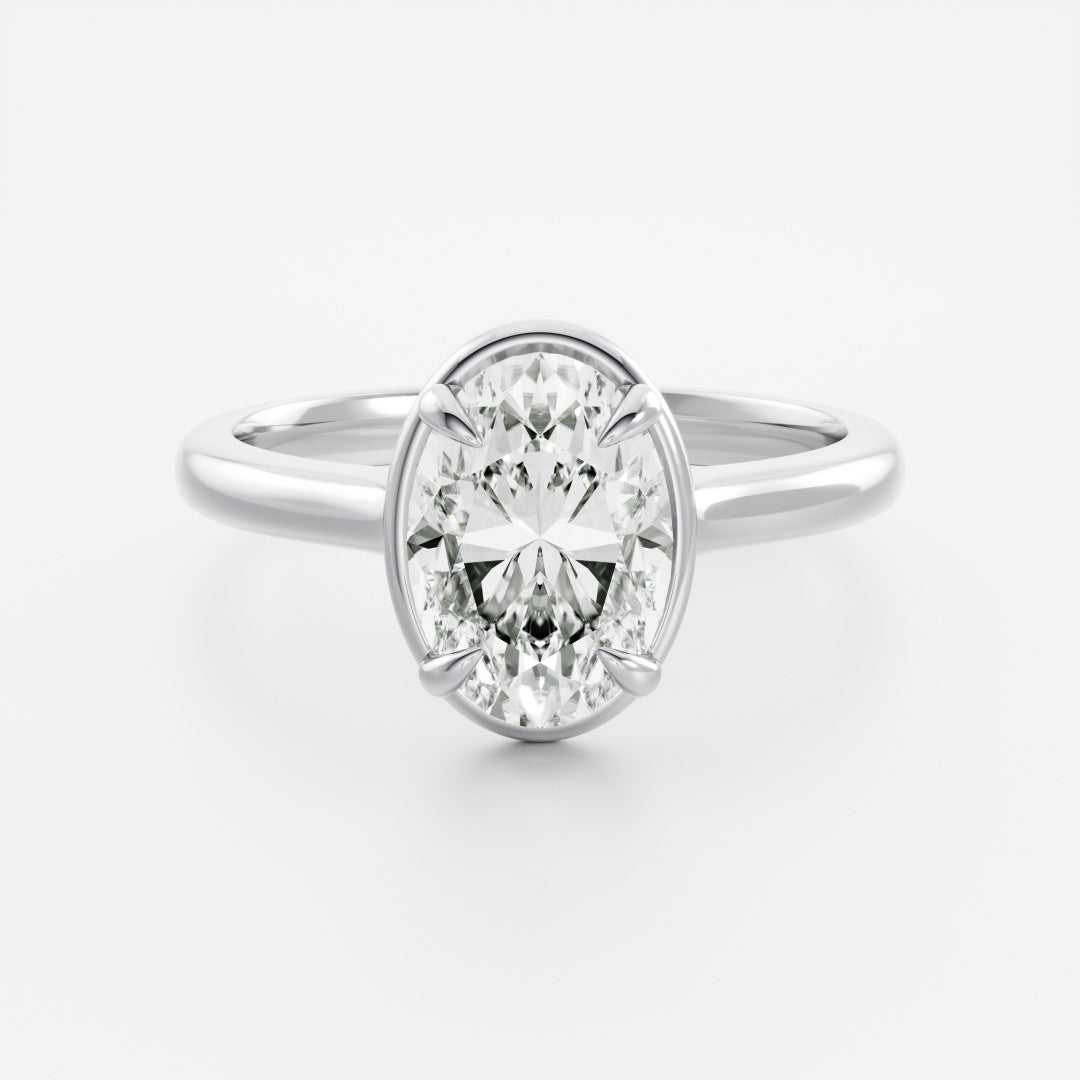 Oval Three Stone Lab Grown Diamond Engagement Ring