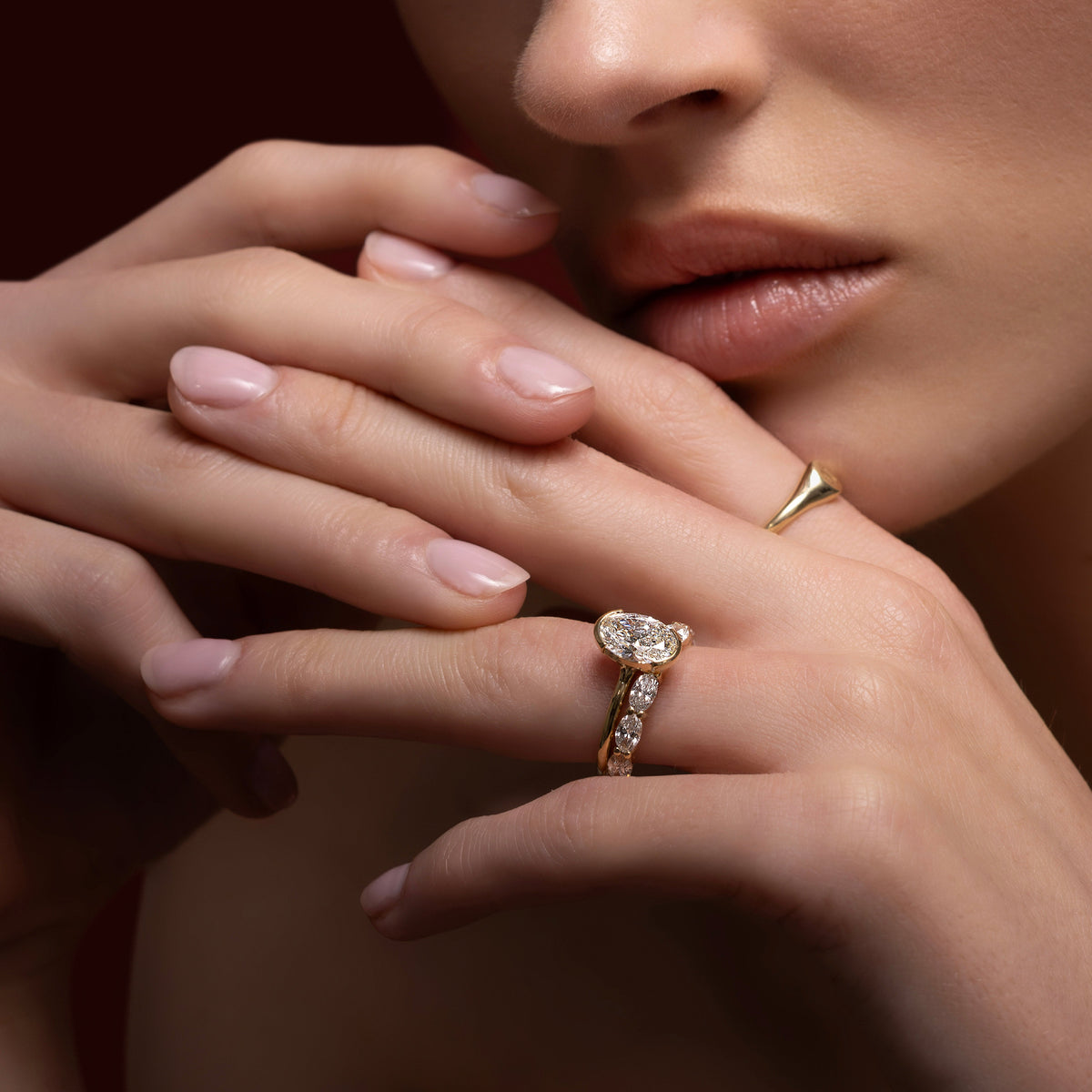 Oval Three Stone Lab Grown Diamond Engagement Ring