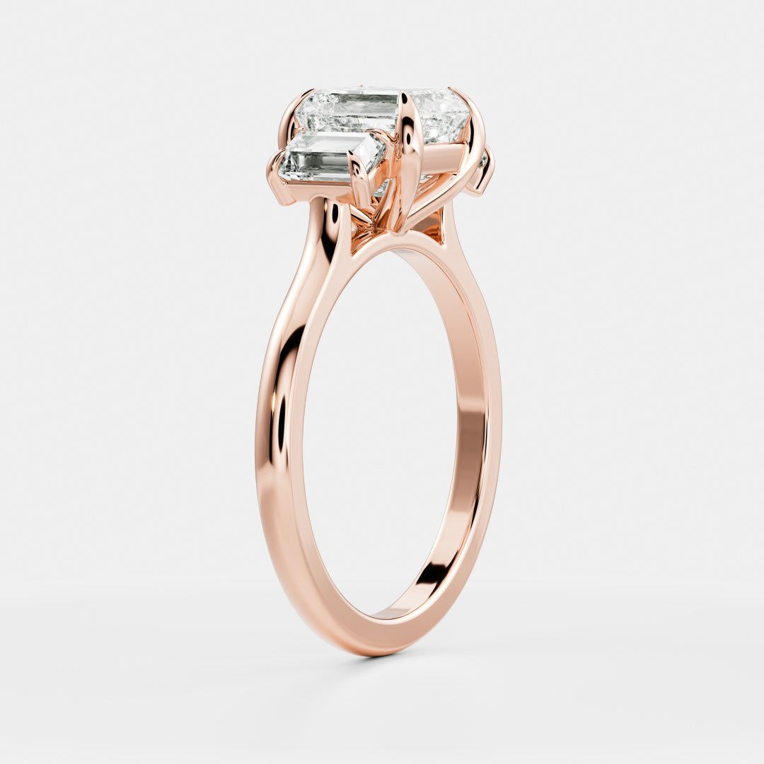 Oval Three Stone Lab Grown Diamond Engagement Ring