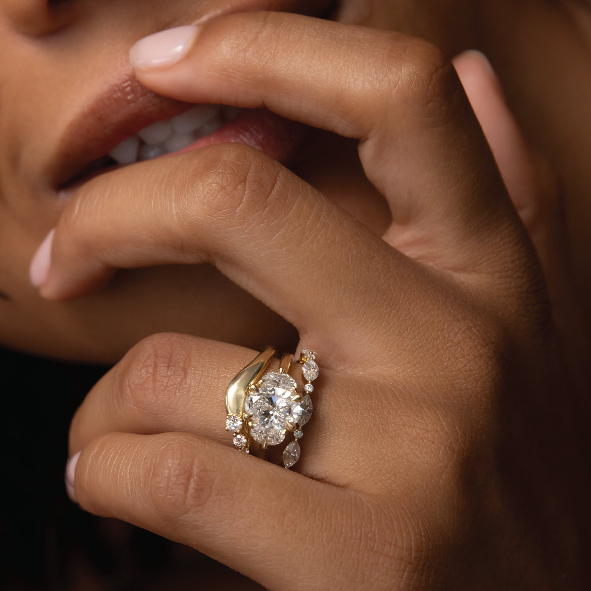 Oval Three Stone Lab Grown Diamond Engagement Ring