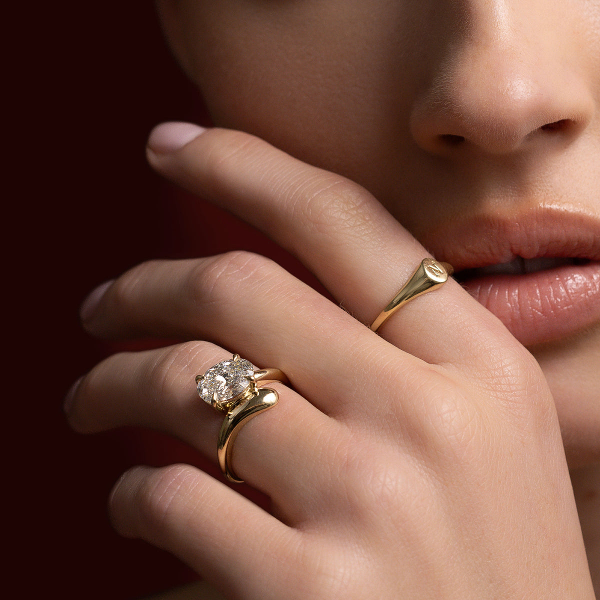 Oval Three Stone Lab Grown Diamond Engagement Ring