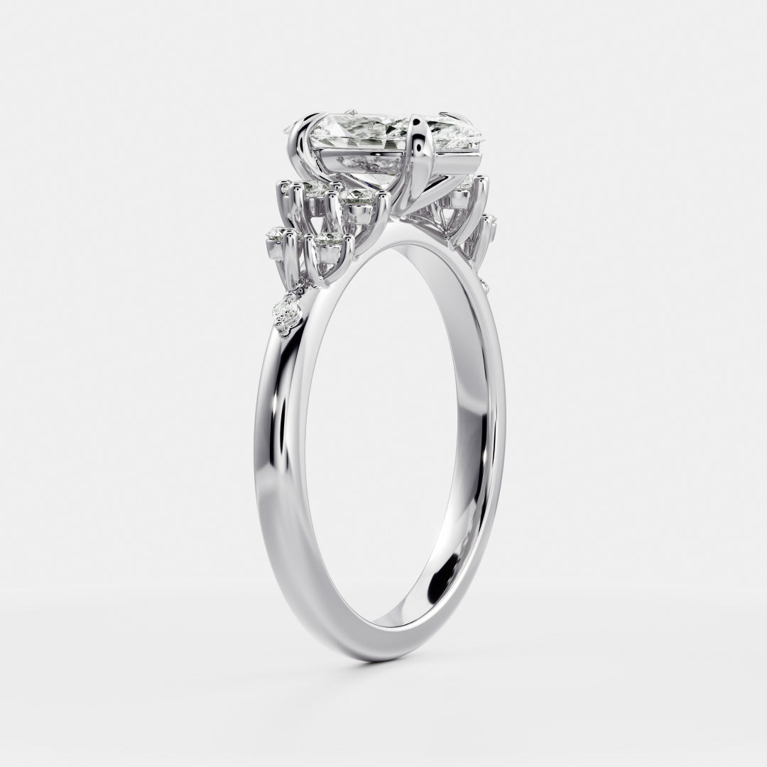 Oval Three Stone Lab Grown Diamond Engagement Ring