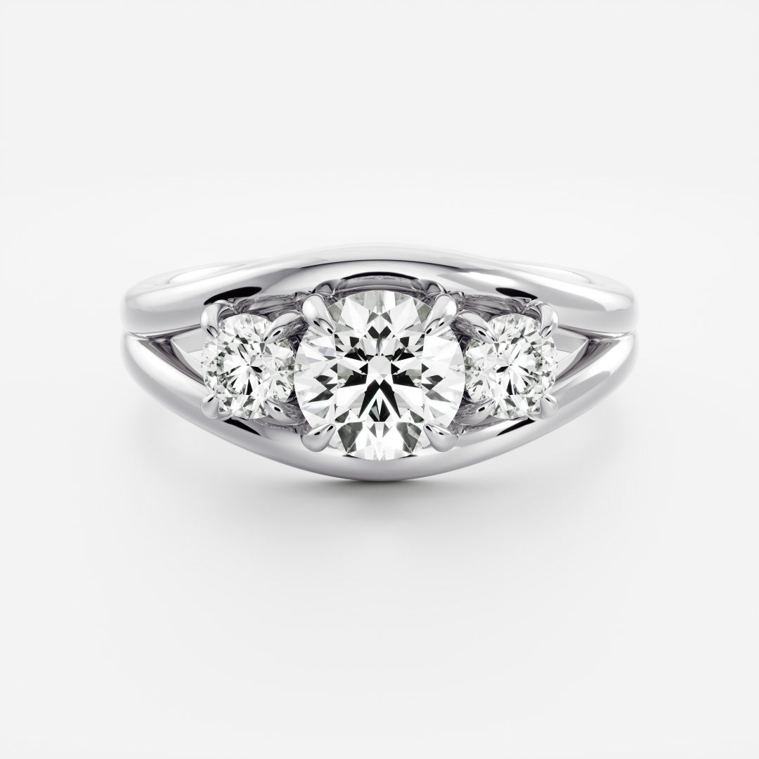 Oval Three Stone Lab Grown Diamond Engagement Ring