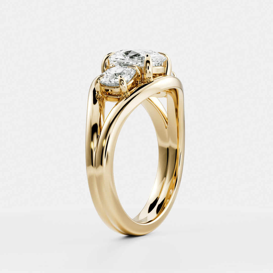 Oval Three Stone Lab Grown Diamond Engagement Ring