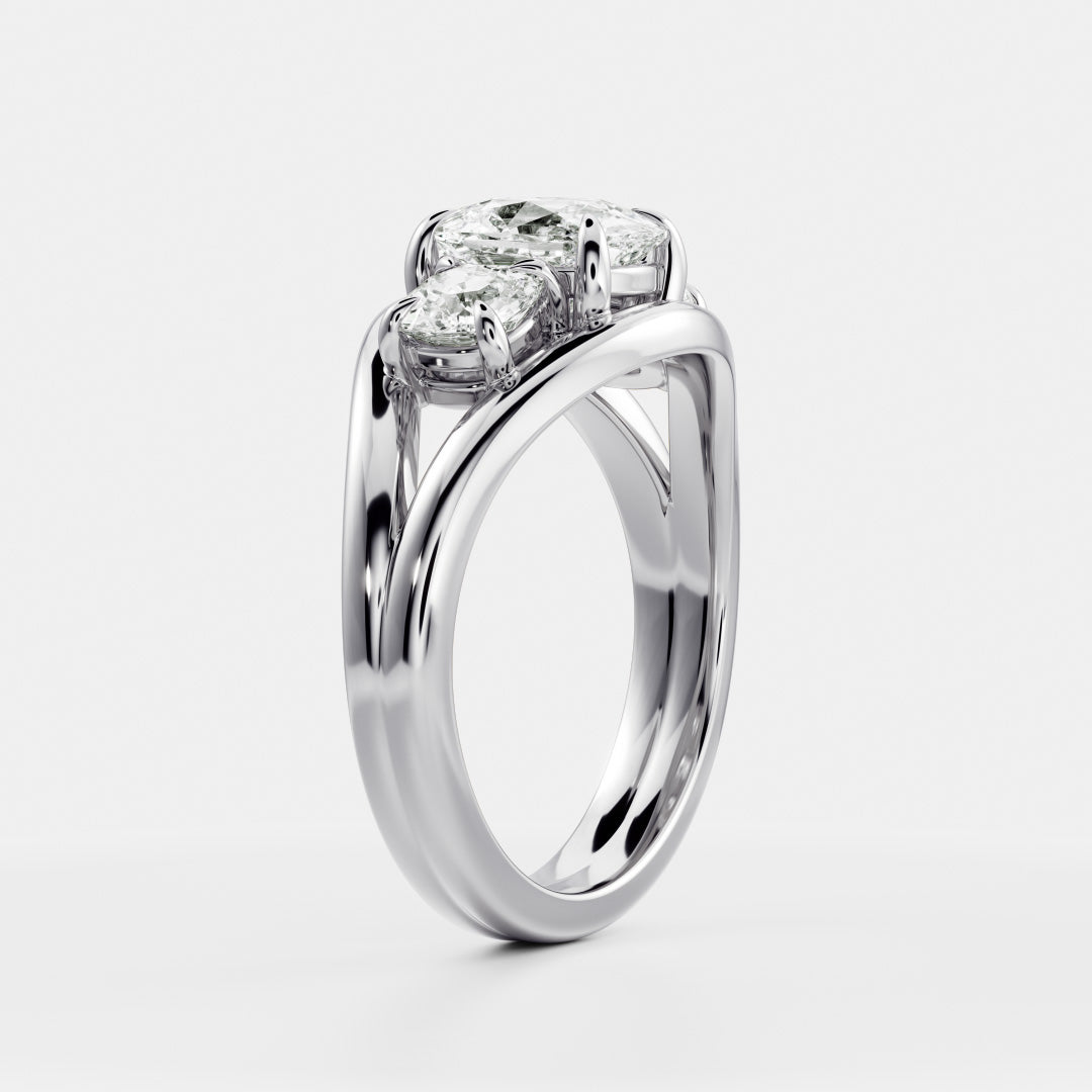 Oval Three Stone Lab Grown Diamond Engagement Ring