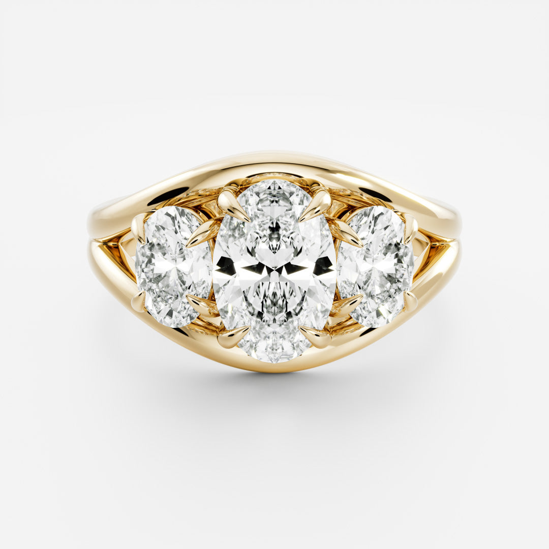 Oval Three Stone Lab Grown Diamond Engagement Ring