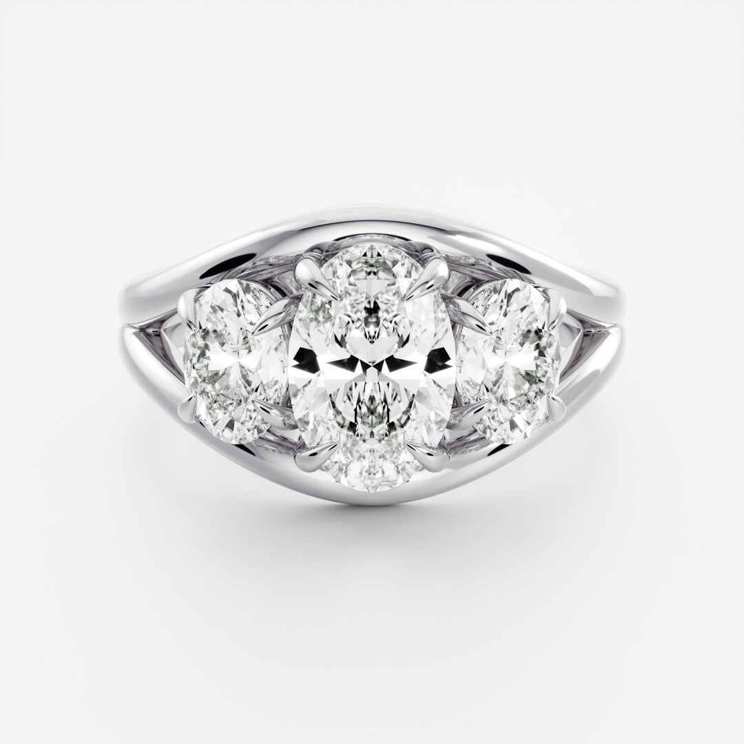 Oval Three Stone Lab Grown Diamond Engagement Ring
