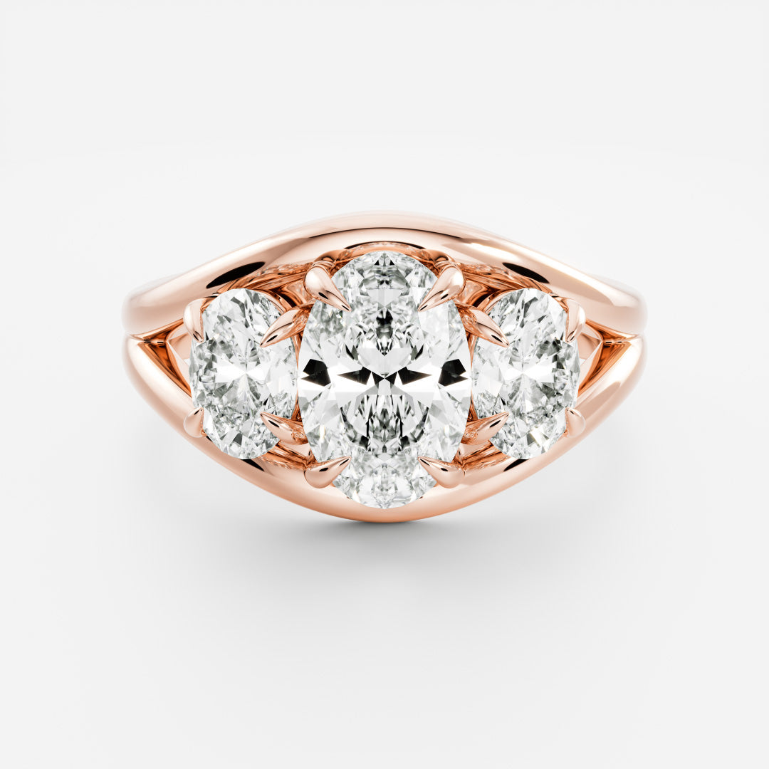 Oval Three Stone Lab Grown Diamond Engagement Ring