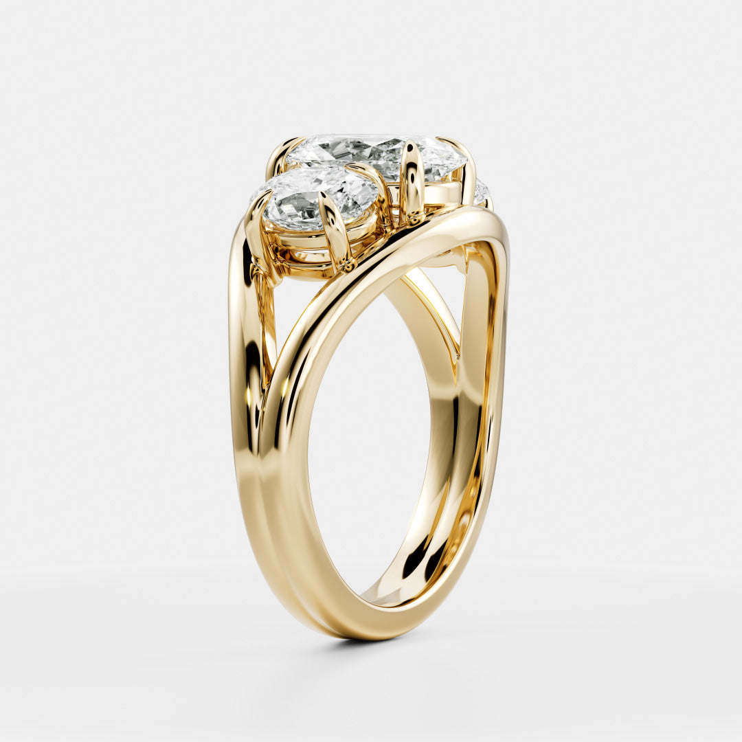 Oval Three Stone Lab Grown Diamond Engagement Ring