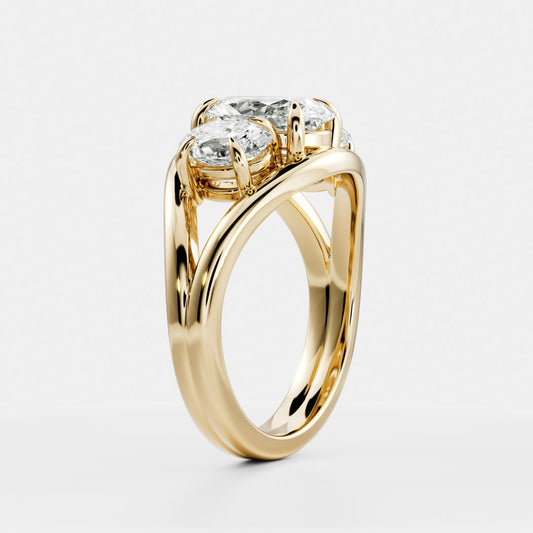 Oval Three Stone Lab Grown Diamond Engagement Ring