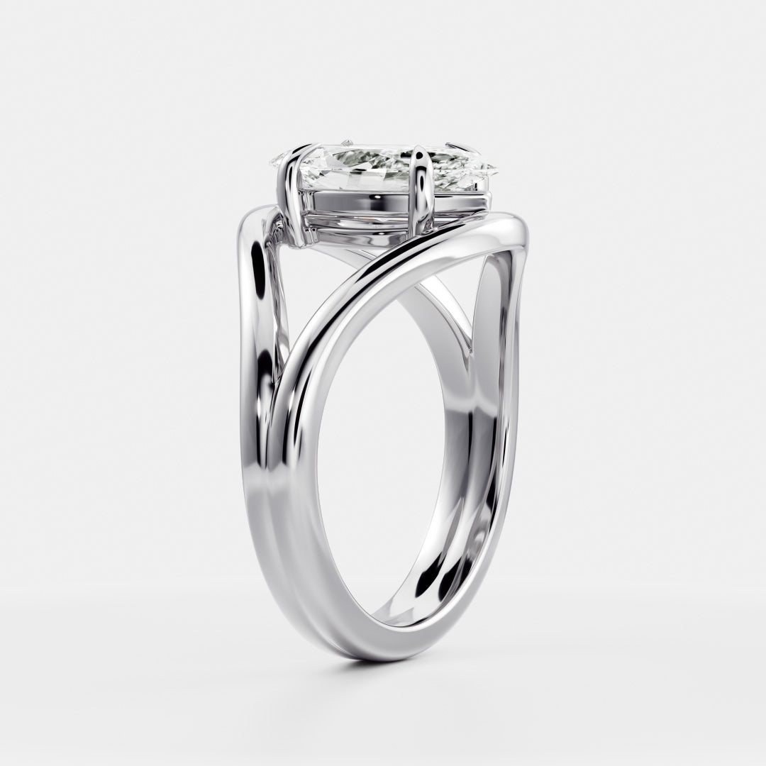 Oval Three Stone Lab Grown Diamond Engagement Ring