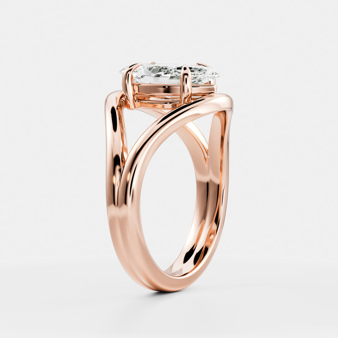 Oval Three Stone Lab Grown Diamond Engagement Ring