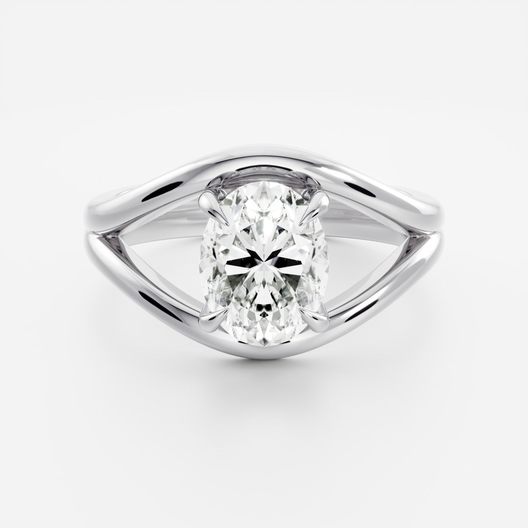 Oval Three Stone Lab Grown Diamond Engagement Ring