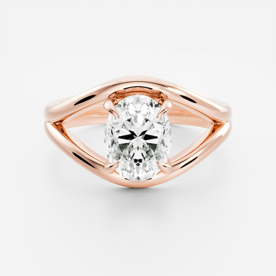 Oval Three Stone Lab Grown Diamond Engagement Ring