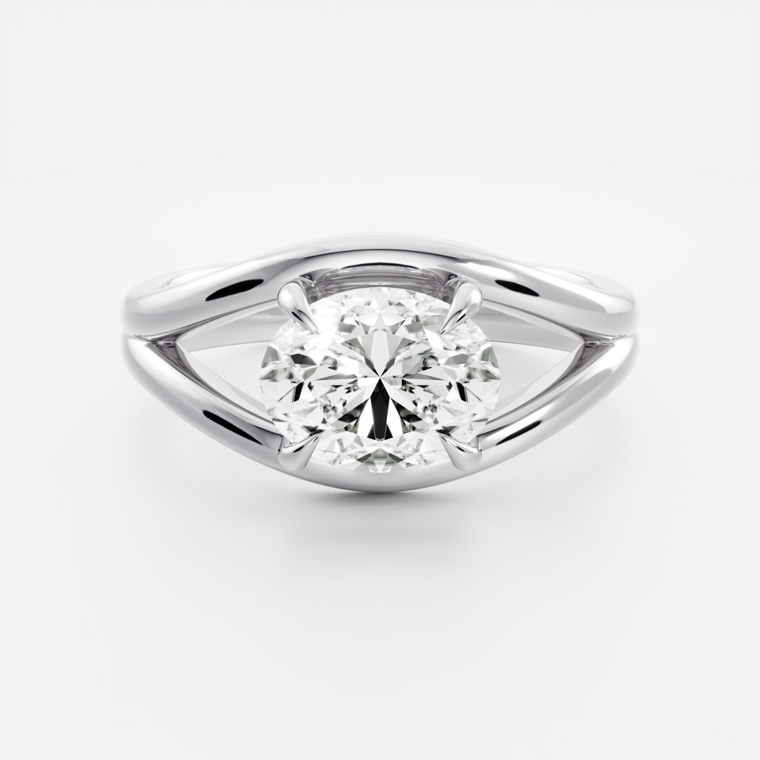 Oval Three Stone Lab Grown Diamond Engagement Ring