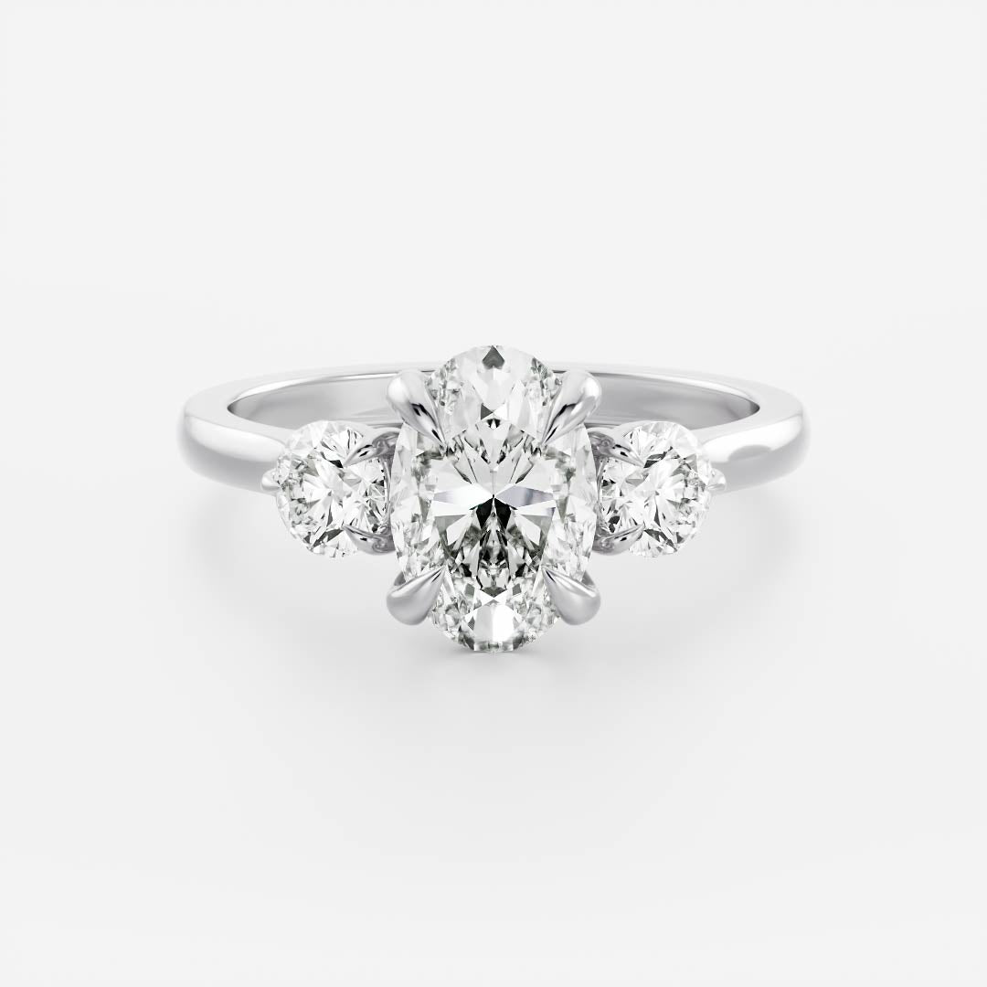 Oval Three Stone Lab Grown Diamond Engagement Ring