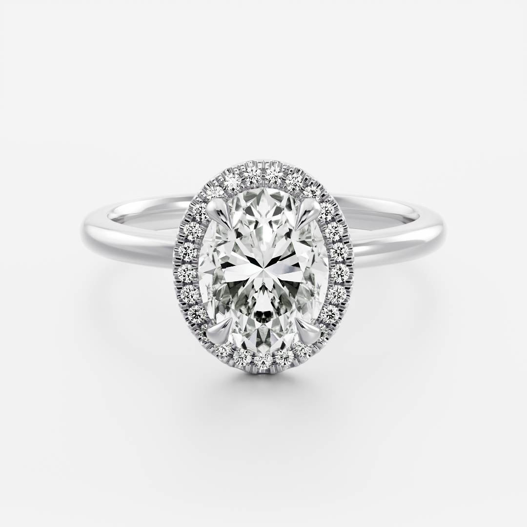 Oval Three Stone Lab Grown Diamond Engagement Ring