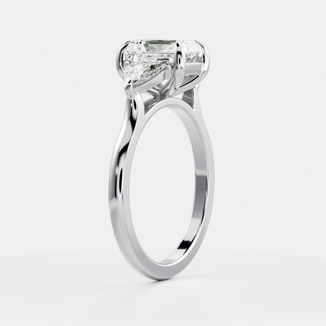 Oval Three Stone Lab Grown Diamond Engagement Ring