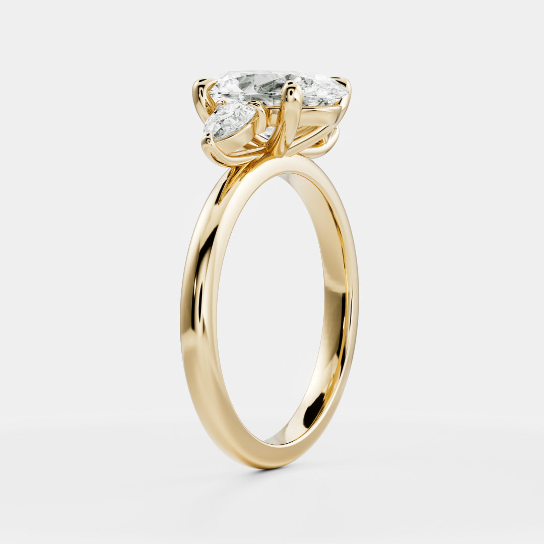 Oval Three Stone Lab Grown Diamond Engagement Ring