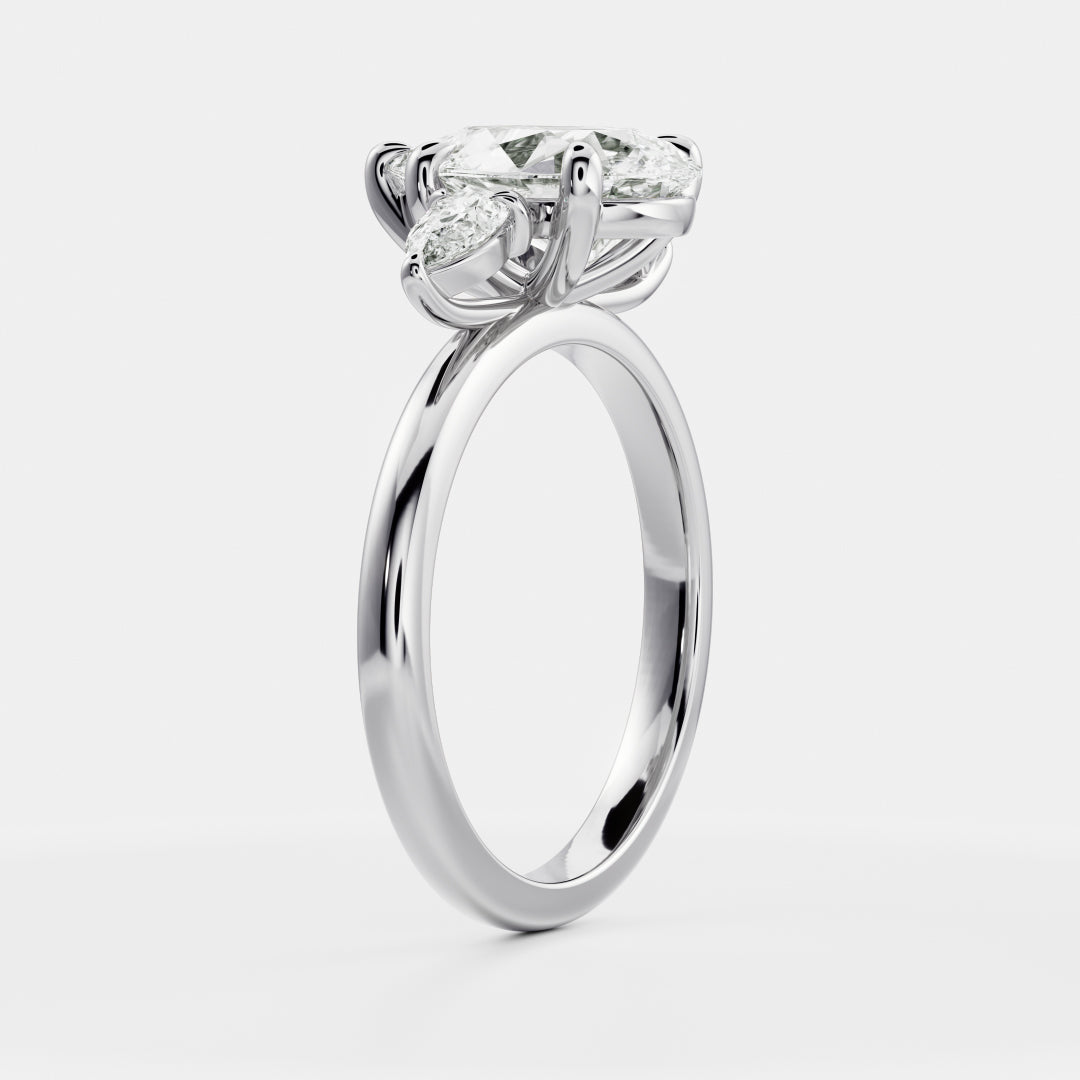 Oval Three Stone Lab Grown Diamond Engagement Ring