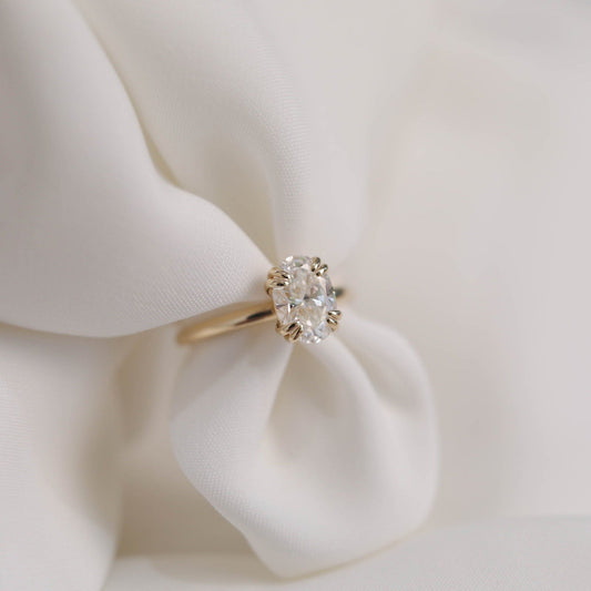 0.88 CT Oval Solitaire Moissanite Engagement Ring (US Size 8 Ready To Ship)