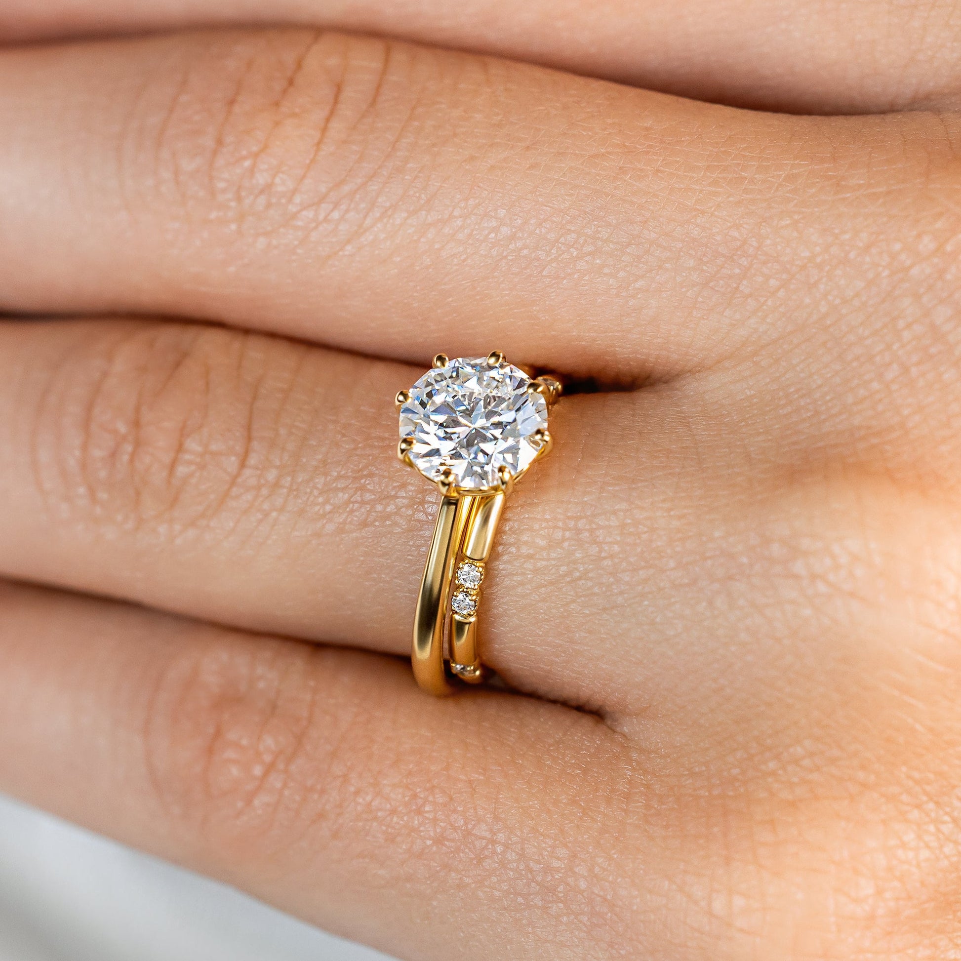 2 CT Round Three Stones Lab Grown Diamond Engagement Ring