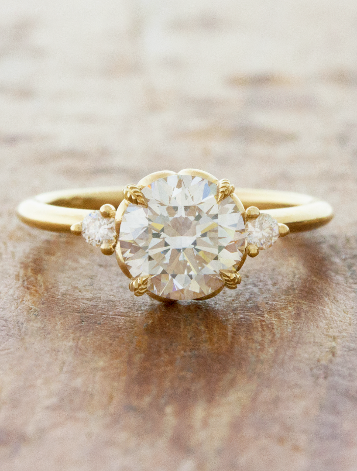 2 CT Round Three Stones Lab Grown Diamond Engagement Ring