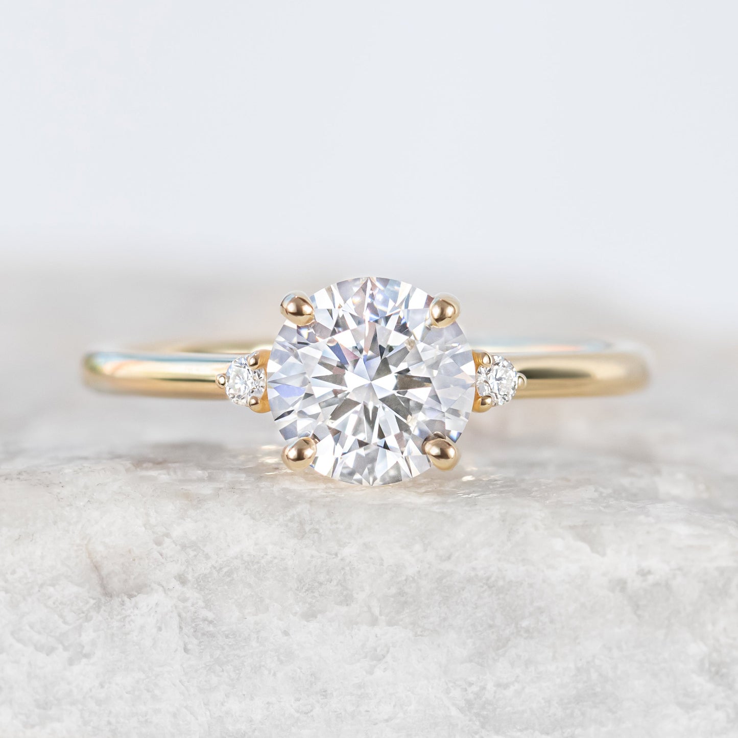 2 CT Round Three Stones Lab Grown Diamond Engagement Ring