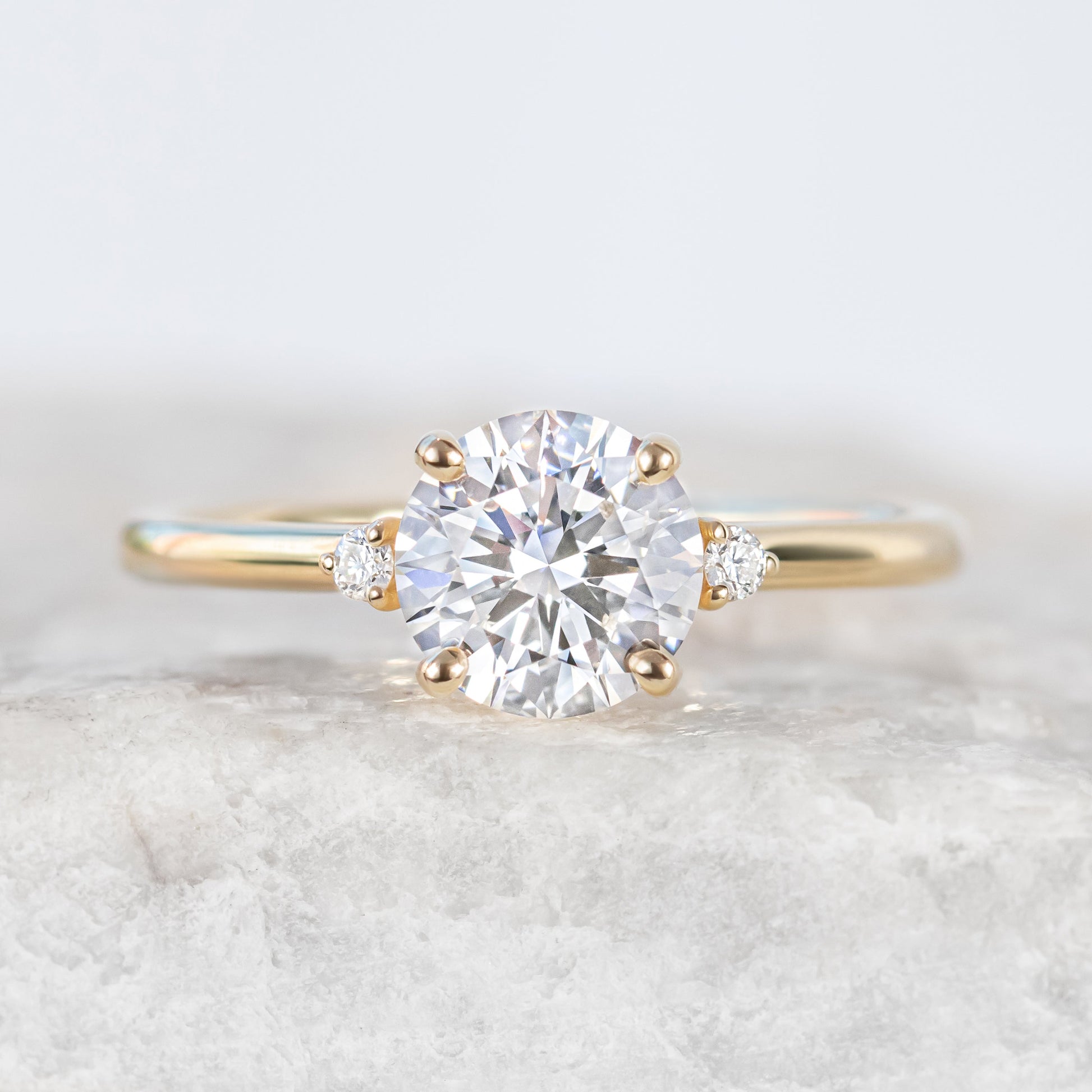 2 CT Round Three Stones Lab Grown Diamond Engagement Ring