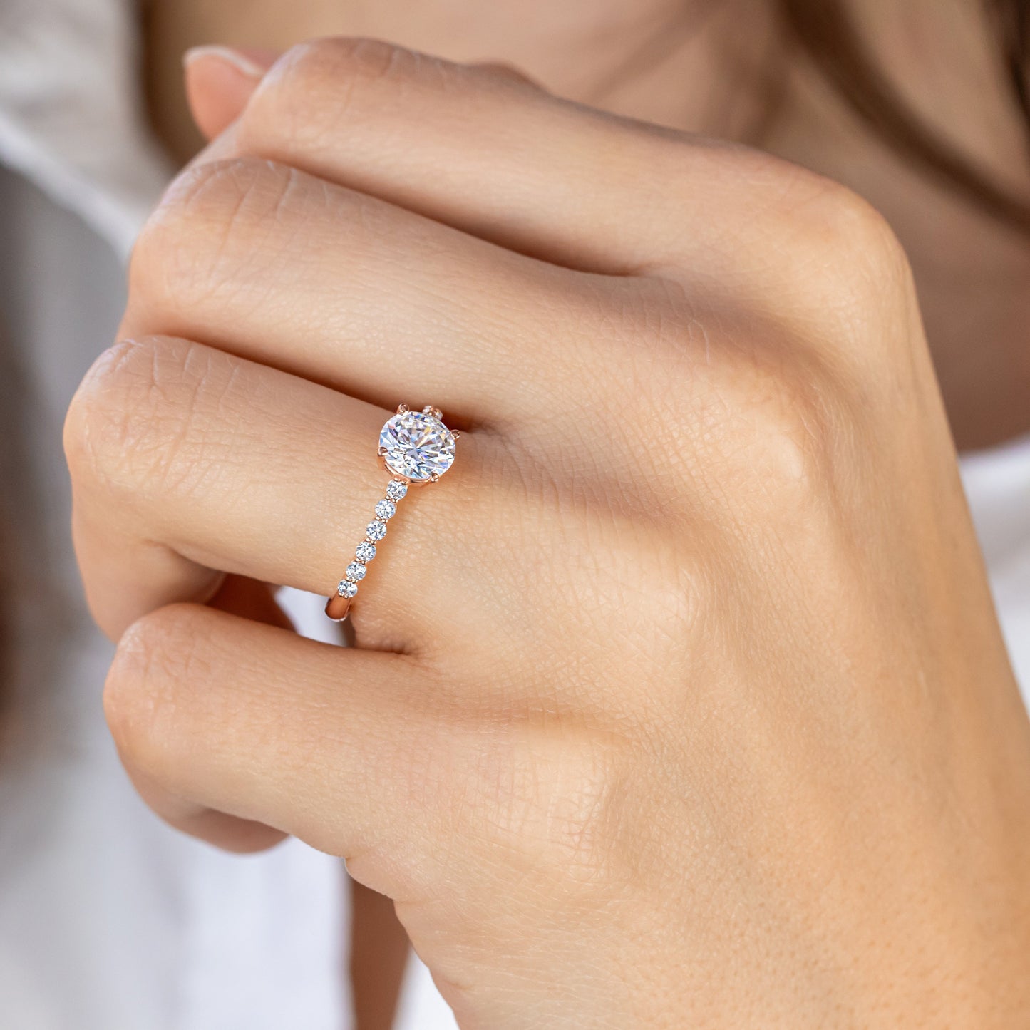 2 CT Round Three Stones Lab Grown Diamond Engagement Ring