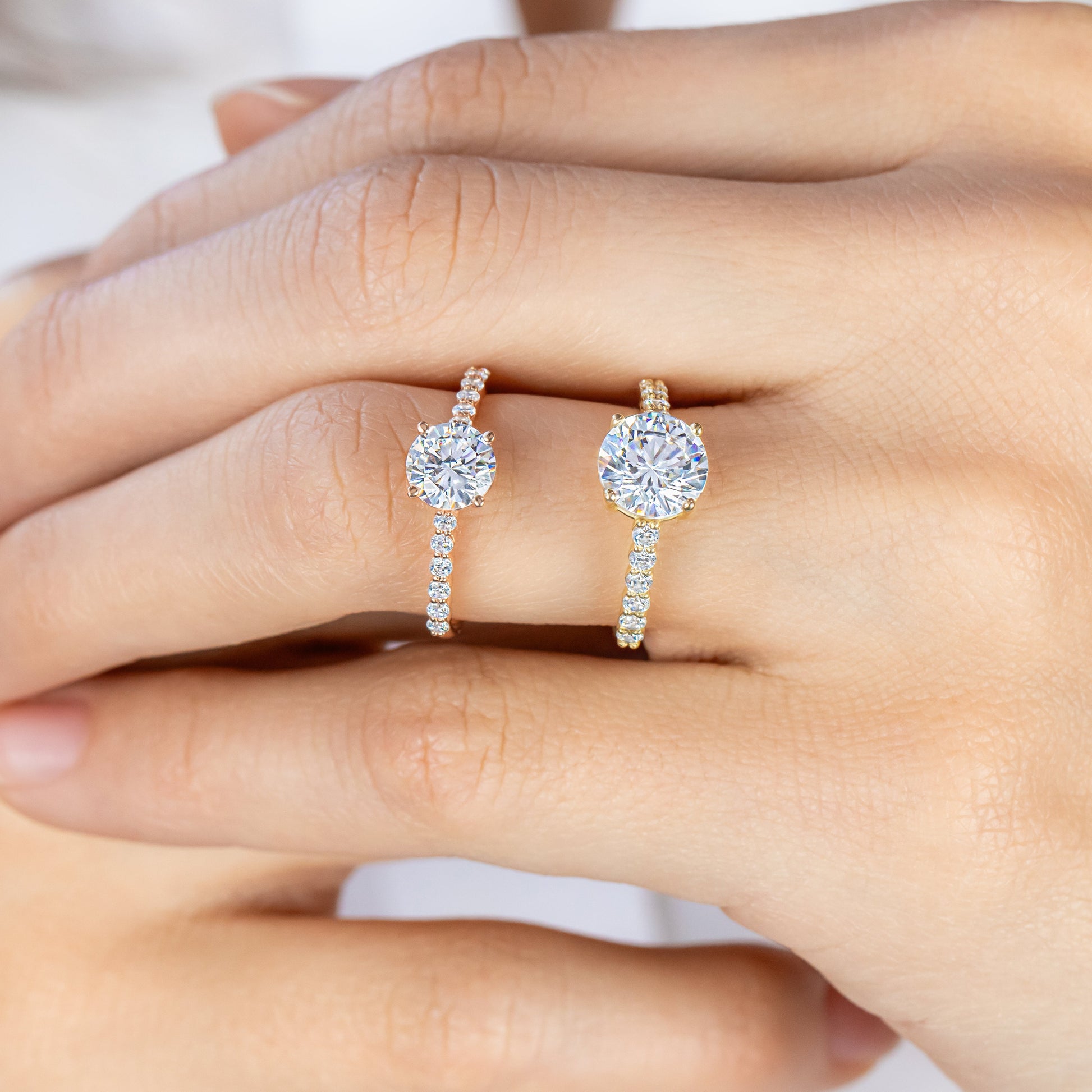 2 CT Round Three Stones Lab Grown Diamond Engagement Ring