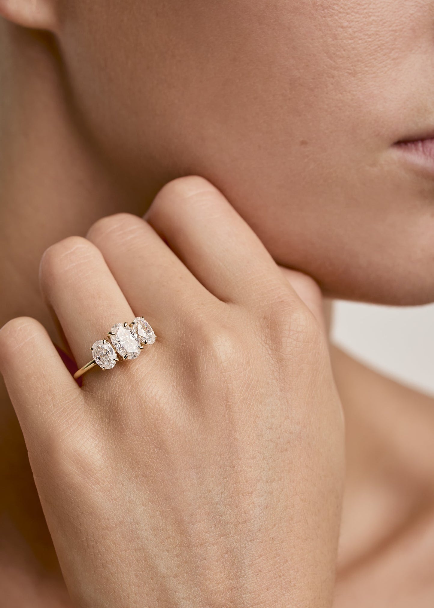 2 CT Round Three Stones Lab Grown Diamond Engagement Ring