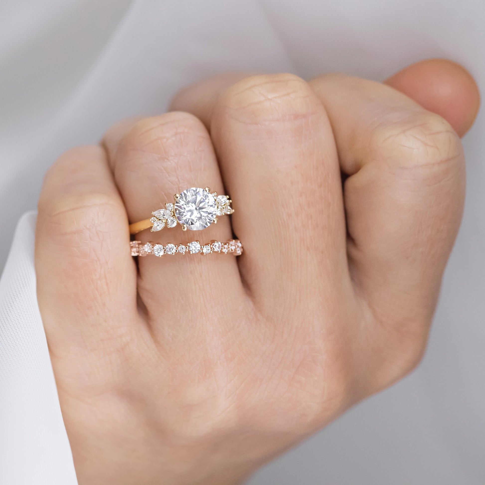 2 CT Round Three Stones Lab Grown Diamond Engagement Ring