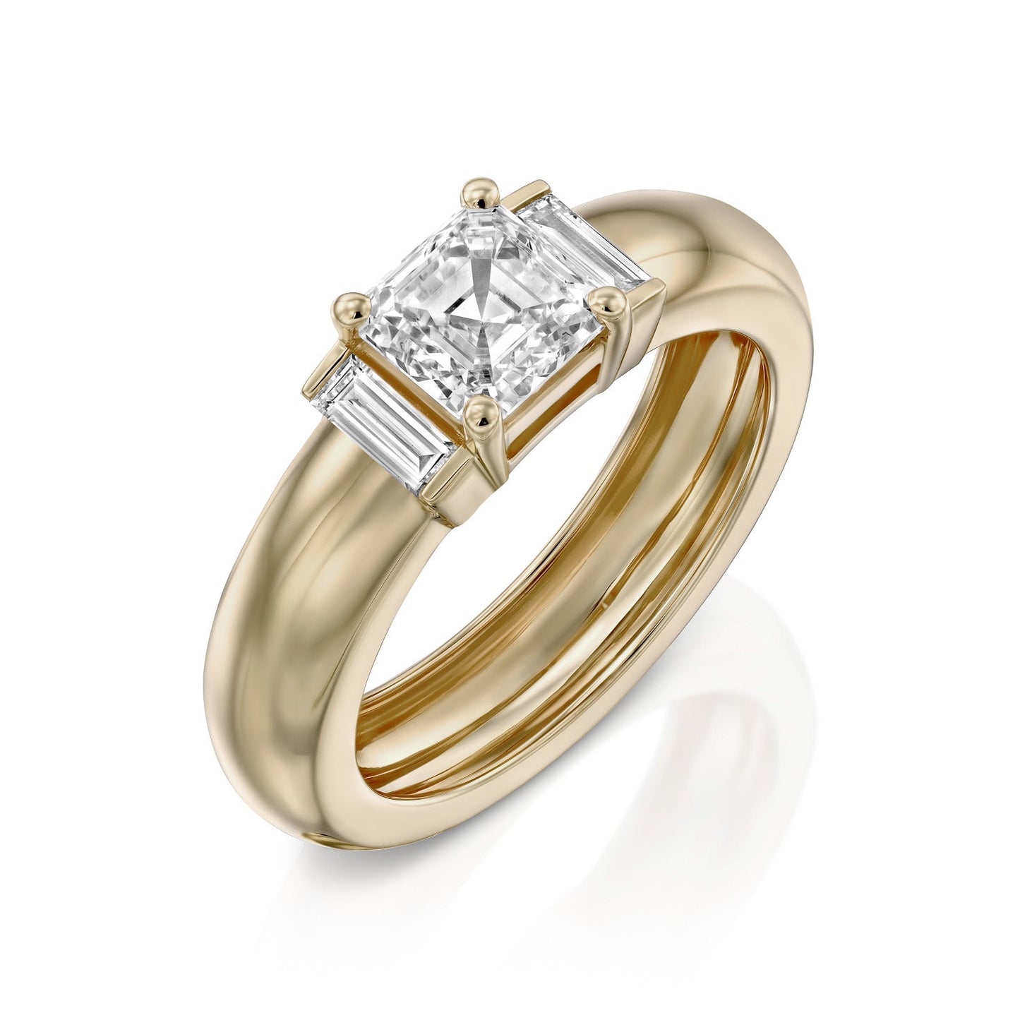 2 CT Round Three Stones Lab Grown Diamond Engagement Ring