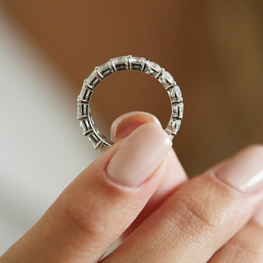 2.0 TCW Asscher and Round Cut Alternative Style Wedding Band (US Size 9 Ready To Ship)