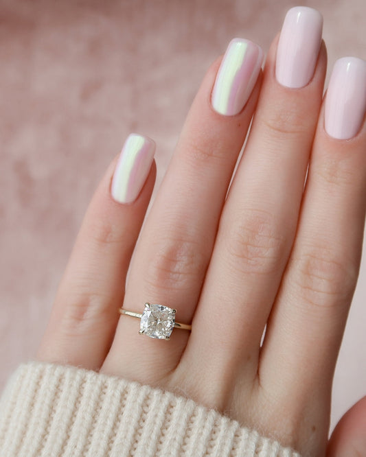 4.0 CT Cushion Cut Lab Grown Diamond Hidden Halo Engagement Ring (US Size 5 Ready To Ship)
